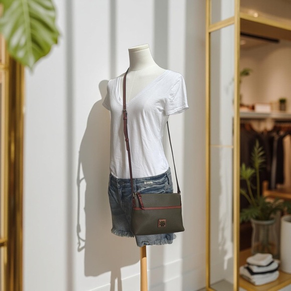 Authentic Dooney & Bourke Green and Brown Crossbody Bag - Picture 9 of 9